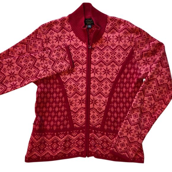 Icelandic Design Sweater, Women's sz M, Red, zip-front mock-neck Angora Blend - Picture 1 of 10